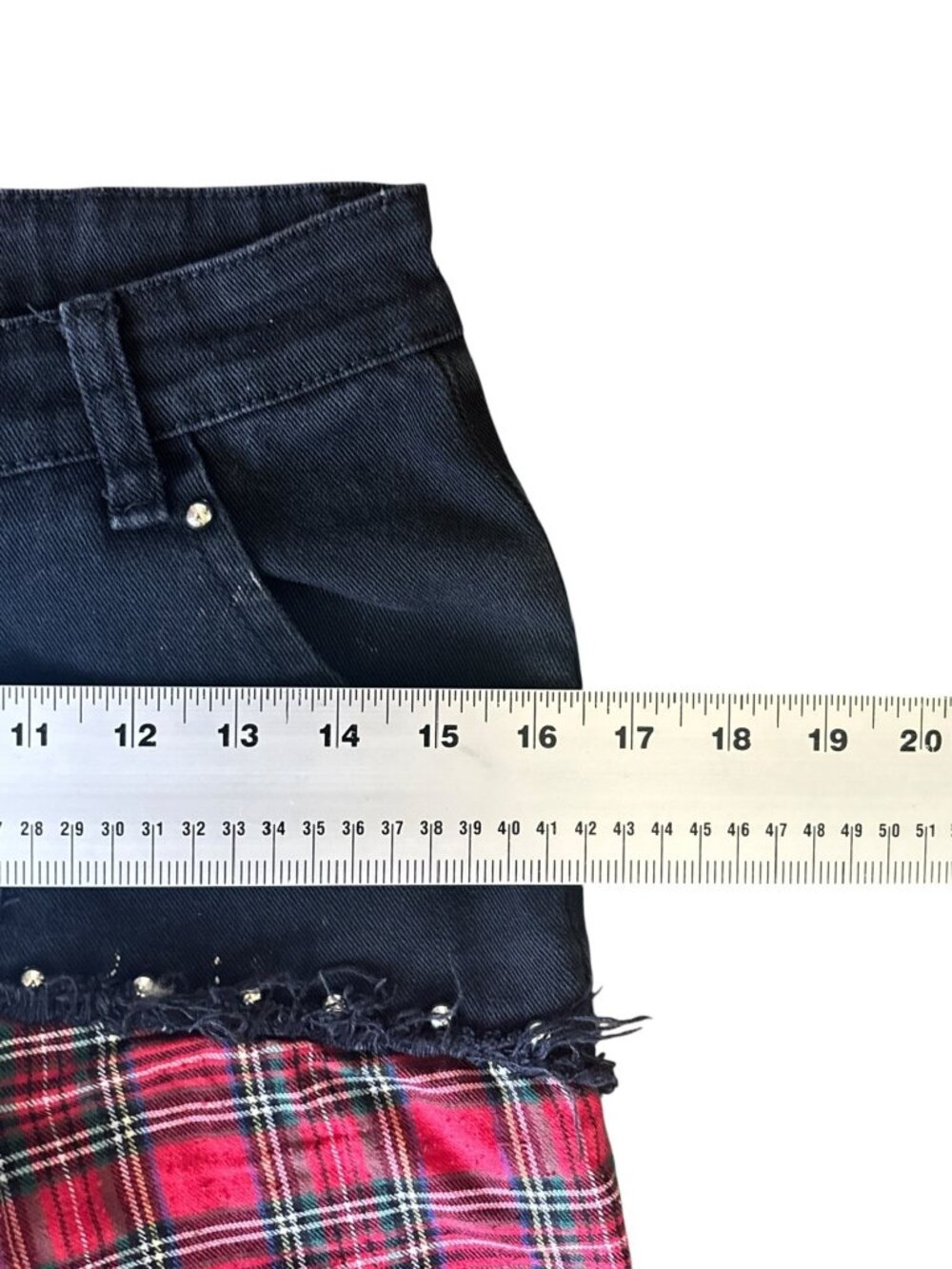 Women's Black & Red Plaid Skinny Pants - Picture 6 of 7